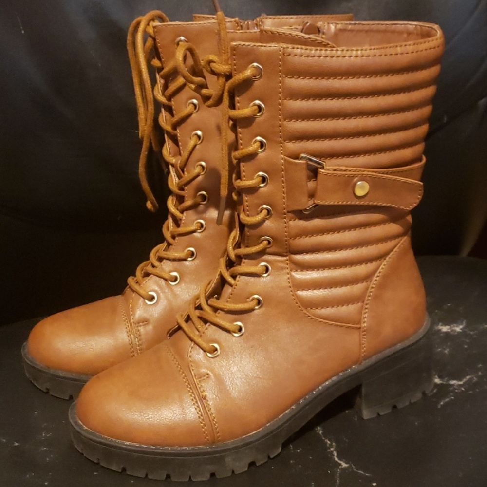 🌸Brown zip up boots